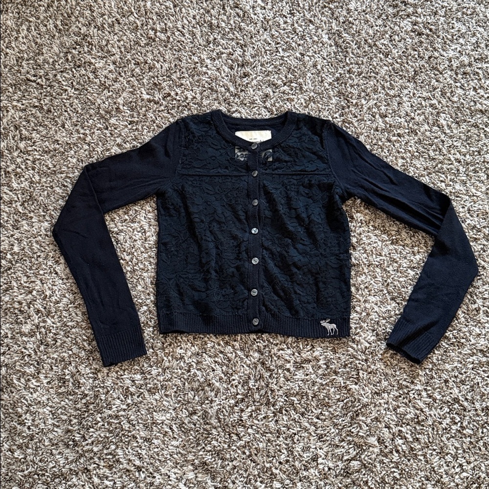 Abercrombie Kids Navy Front Lace Sweater Girls Large